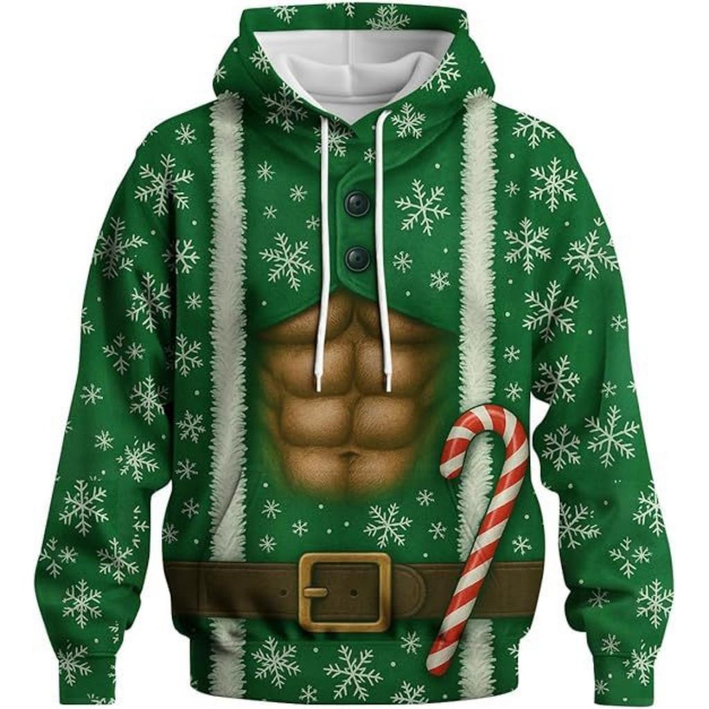 Personalisierbares und kreatives Weihnachts-Langarm-Kapuzensweatshirt für Damen und Herren, modische Weihnachtskleidung für Herren, lässiges Sportoberteil