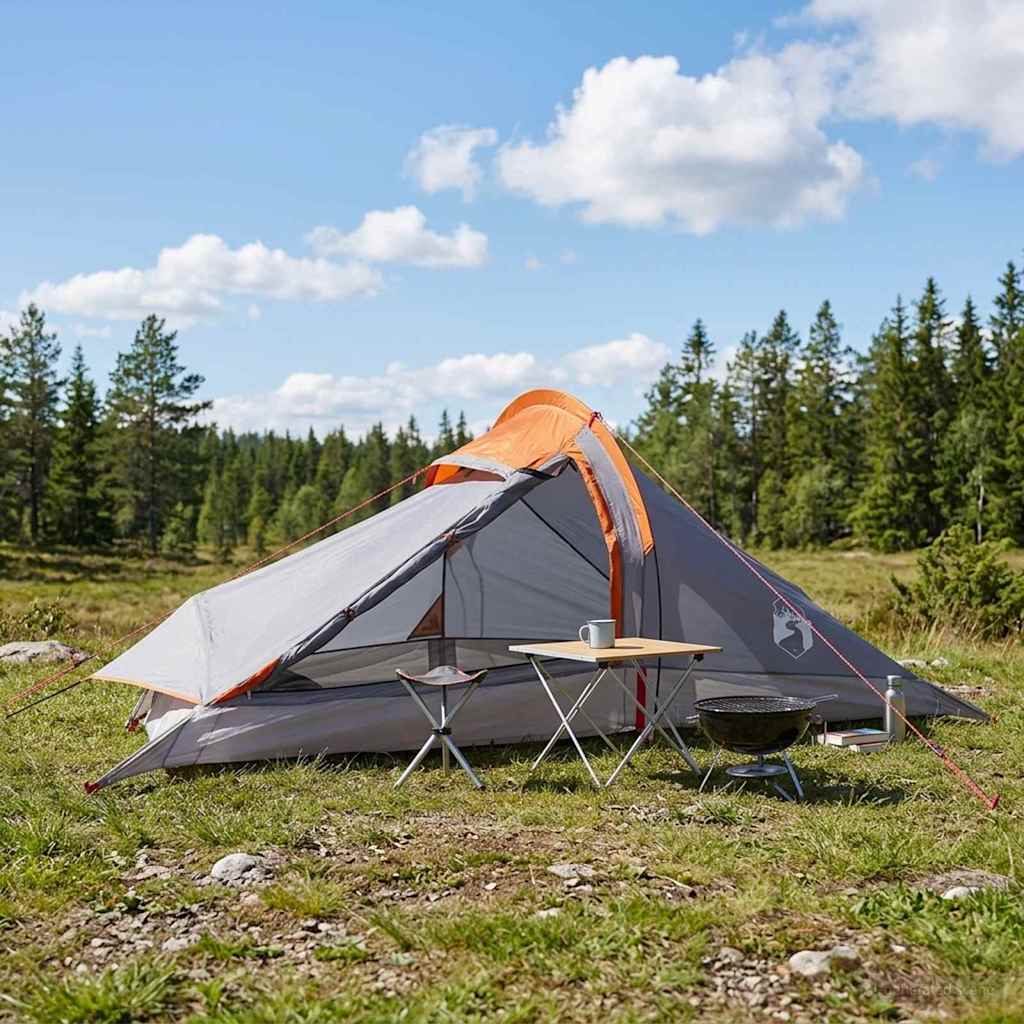 Trekking Tent Gray and Orange 2 Person