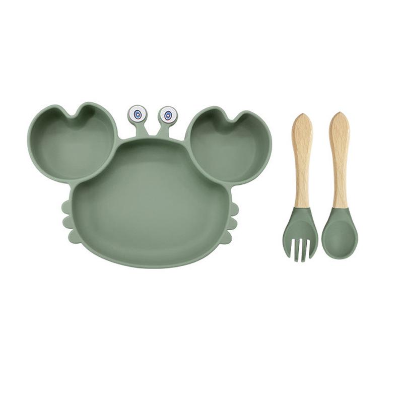 Baby Silicone Crab Plate & Bowl Set with Bib - Food-Grade Tableware