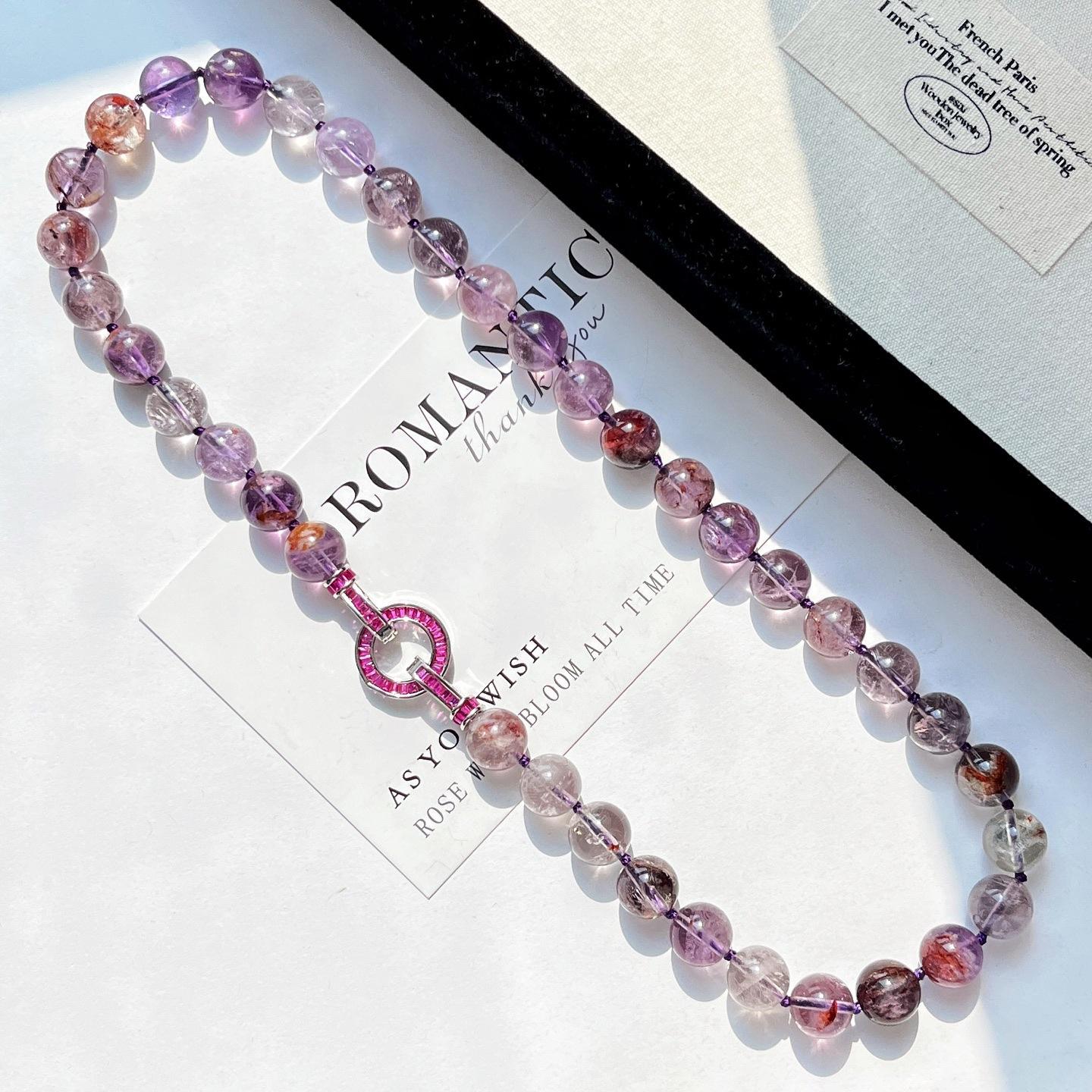 10Mm High Quality Natural Purple Ghost Design Necklace Clavicle Chain