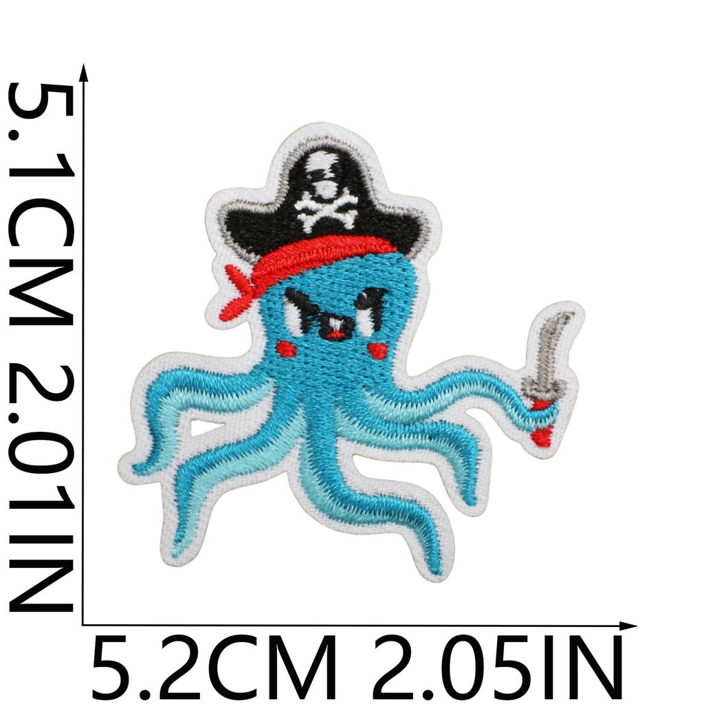Pirate Embroidery Cloth Sticker Treasure Map Computer Embroidery Label Children'S Team Decoration Pirate Ship Octopus Patch Patch