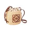 Loewe Bolso Cubo de Fibra de Abeja con Cuero de Vaca, Bolso de Hombro, Bolso Cruzado para Mujer Marrón A223Z48X03-2435
