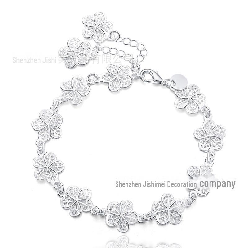 West Lake Beauty Silver Flower Women's Bracelet