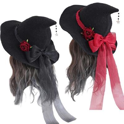 Gothic Floppy Witch Cap Halloween Party Hat Festival Hat RolePlaying Wizard Cap