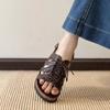 Sheepskin Version~ New Hollow Lace-up Leather Roman Shoes for Women To Wear Retro Round Head Versatile Platform Boken Sandals
