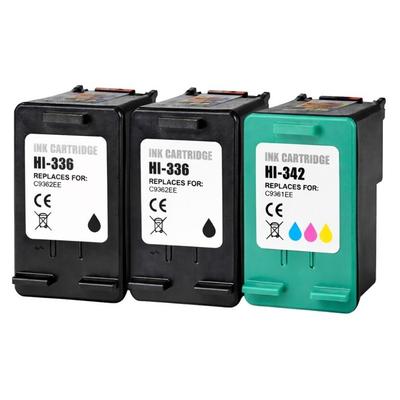 Pack 3 Compatible Cartridges HP 336 &; 342 - 2x Black + 1x Color for DeskJet/OfficeJet/PhotoSmart/PSC