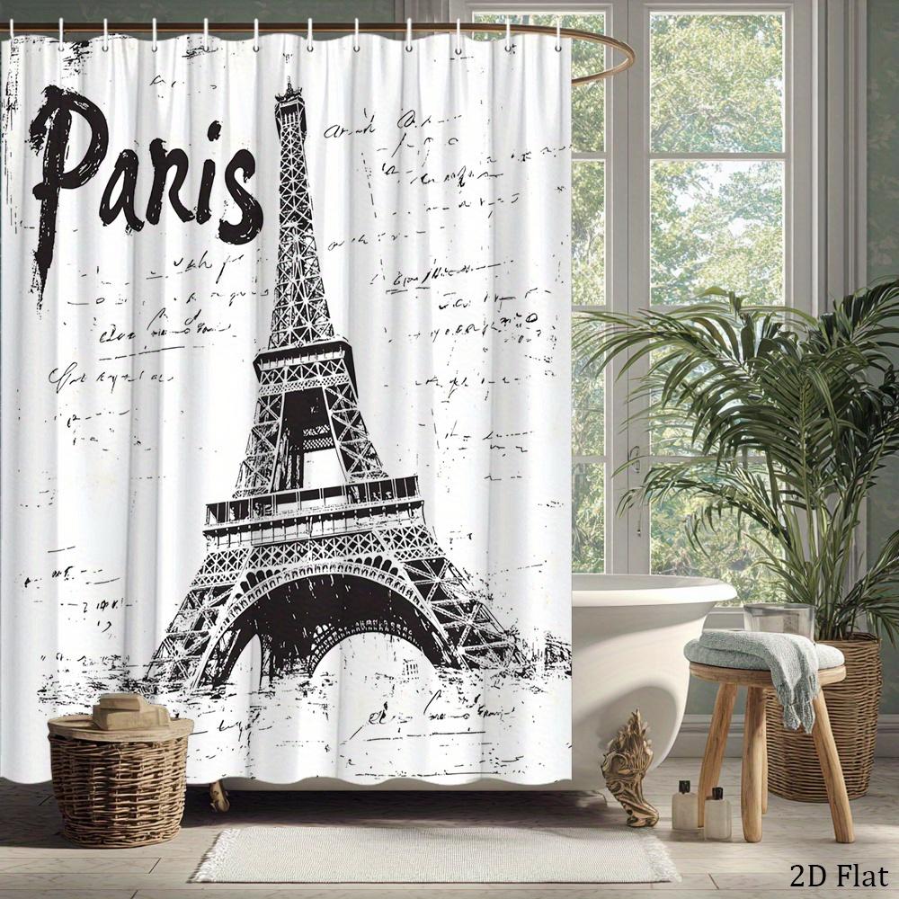 Rideau de douche stylé Tour Eiffel Parisienne Imperméable Polyester Doublure de salle de bain Décoration Artistique pour la Maison Voyage Cadeau