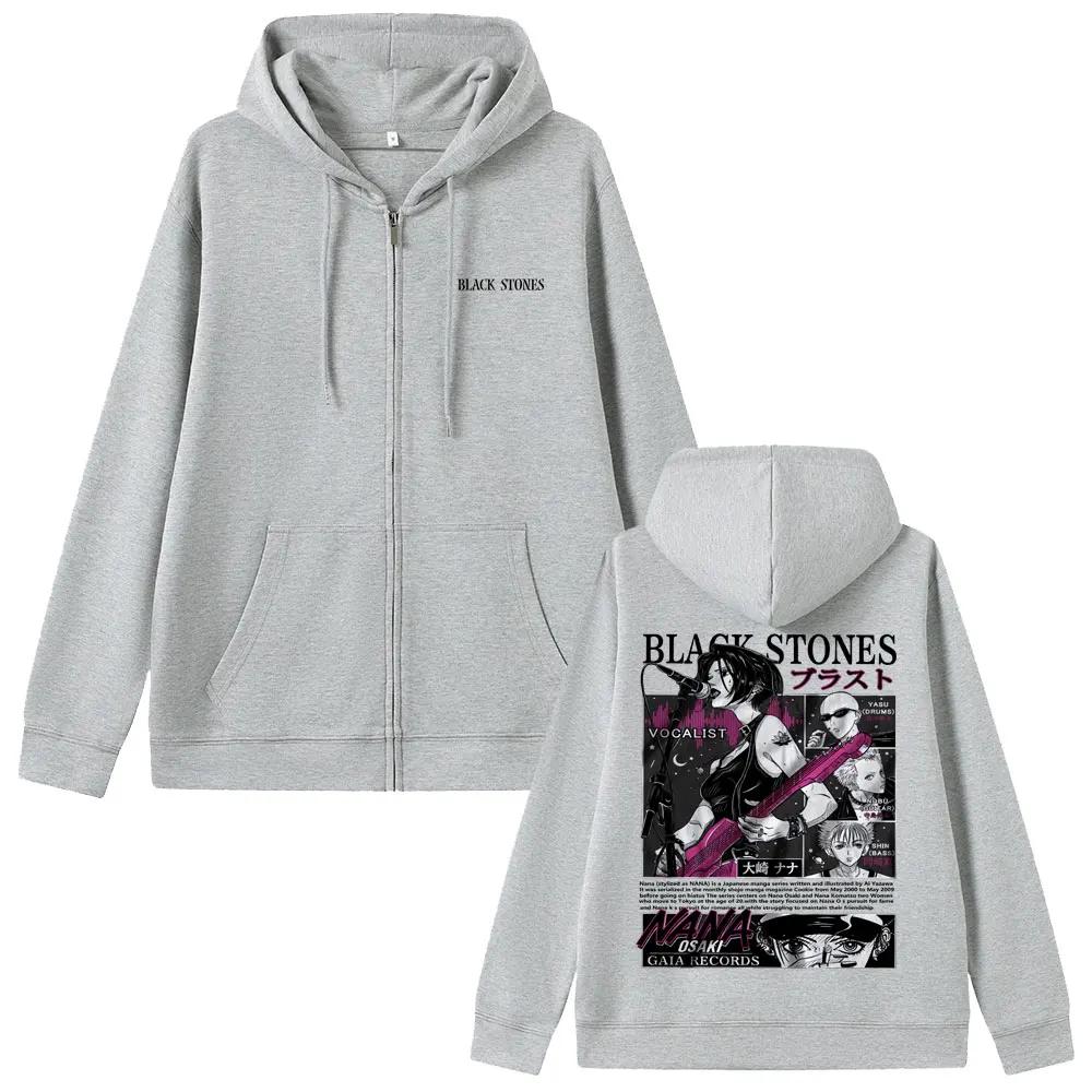 Anime Oosaki Nana Dragkedjehoodie Vintage Grunge Black Stones Jacka med dragkedja Höst Vinter Män Kvinnor Manga Casual Dragkedjetröja