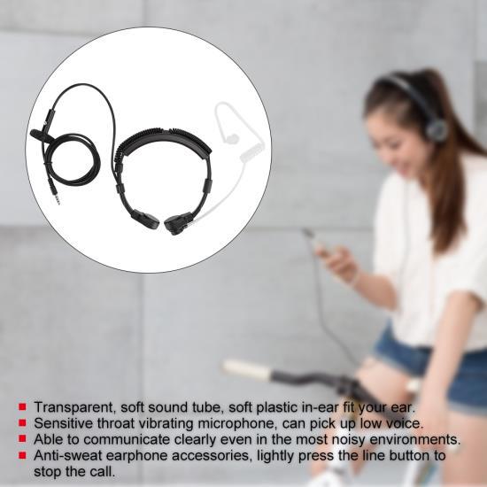 3.5mm Throat Mic Microphone Earphone PTT Adjustable Concealed Air Conduit for Smartphone