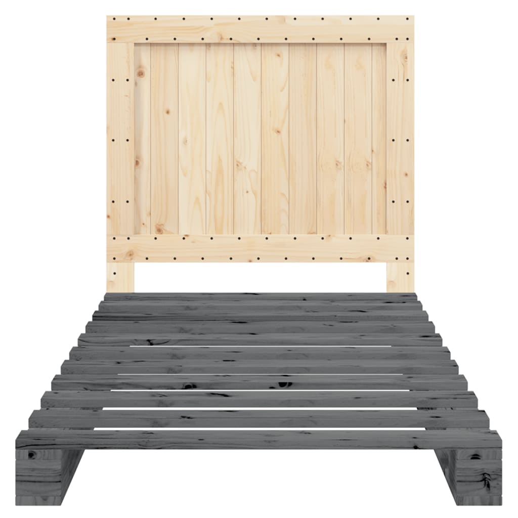 Solid Wood Bed with Headboard Grey 100x200 cm Pine