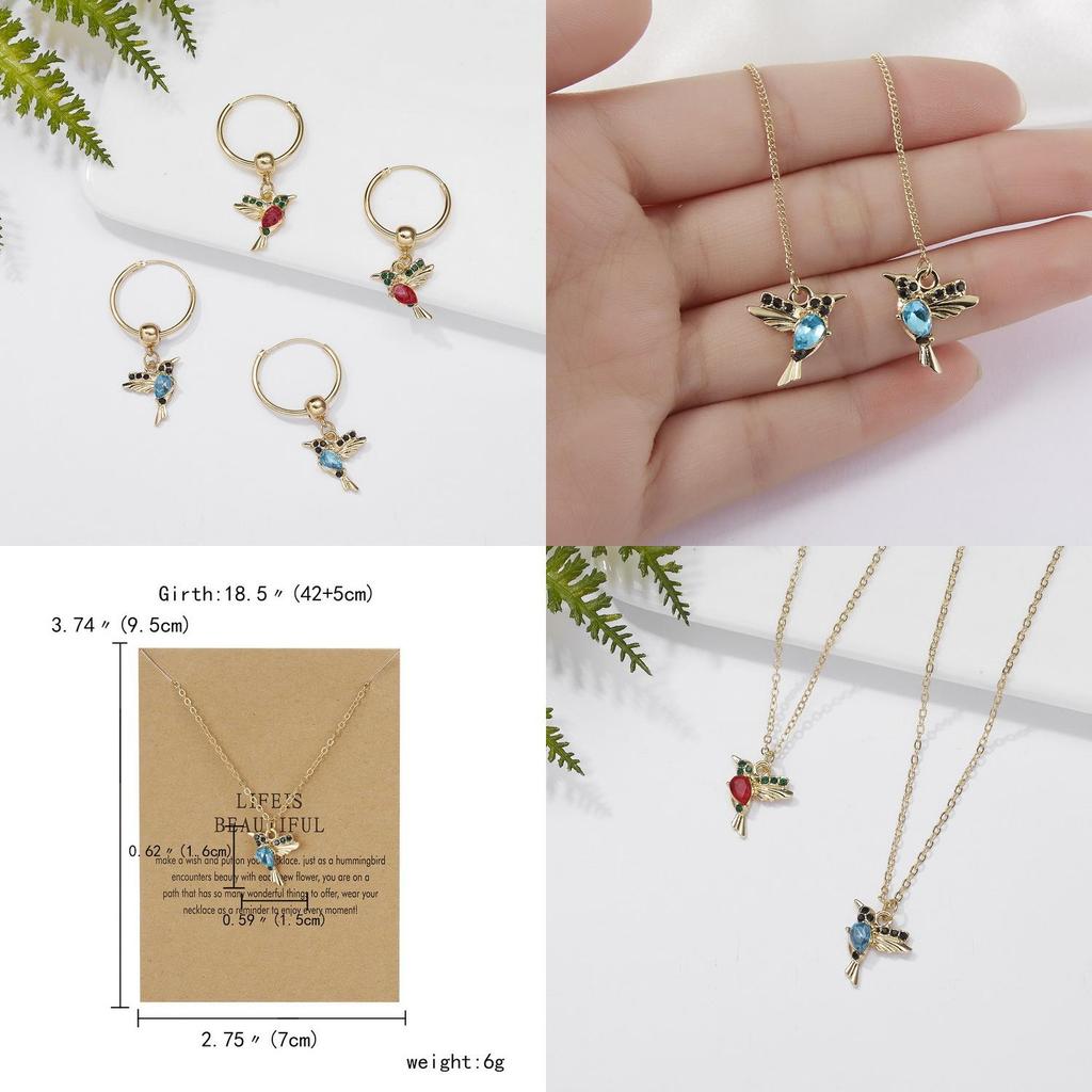 Hummingbird Animal Earrings With Rhinestone Decor For Unique Party Wear