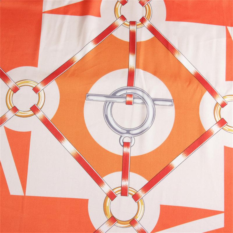 Silk Scarf Women Chain Print Square Scarves Head Echarpes Silk Foulards Femme Wraps Beach Shawls Bandana Lady Hijabs 90CM