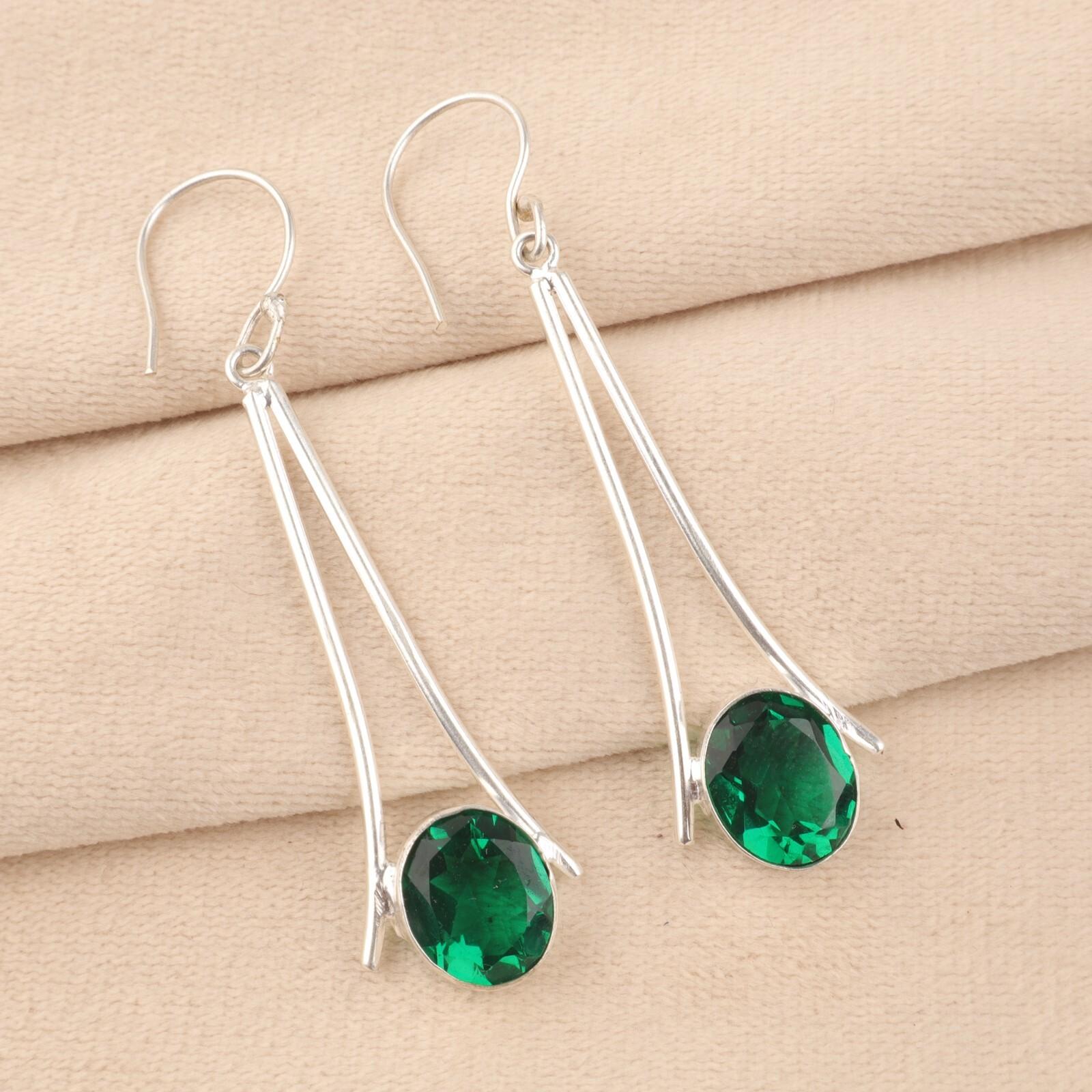 

Natural Chrome Diopside Gemstone 925 Sterling Silver Handmade Earrings 2.63 EE-136-9