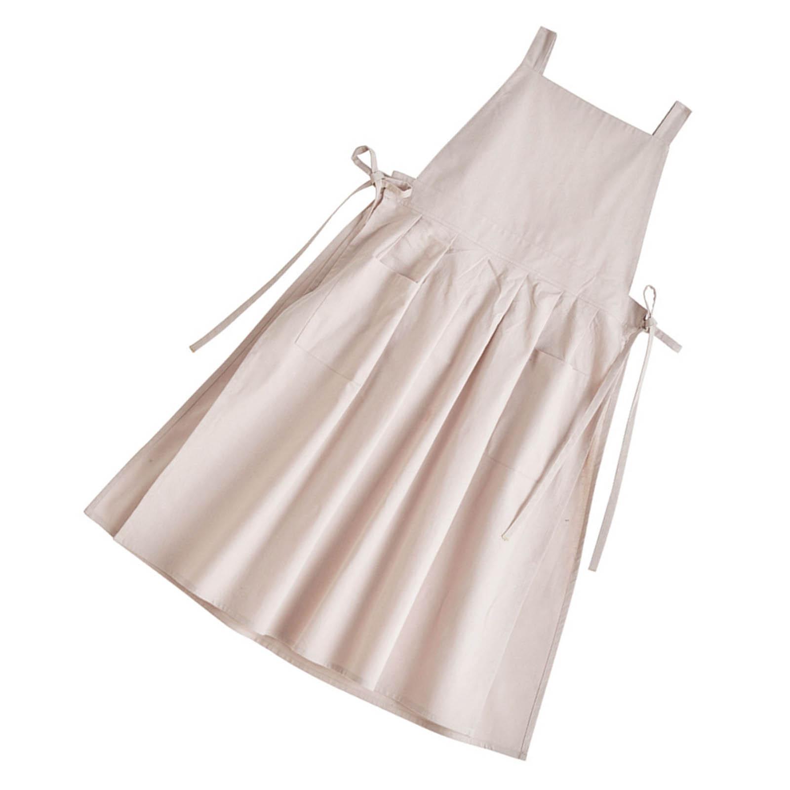 

Хлопково-льняной фартук для женщин, винтажный водонепроницаемый фартук-сарафан с карманами для выпечки, готовки, садоводства, работы 2