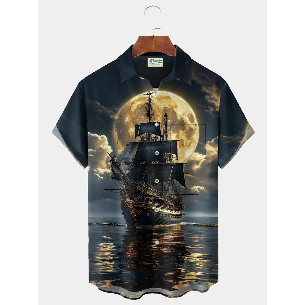 Sommer Mode Herren 3D Gedruckte Geometrische Kunst Grafikhemden Hawaiianische Freizeithemden Knopfleiste Kurzarmhemden