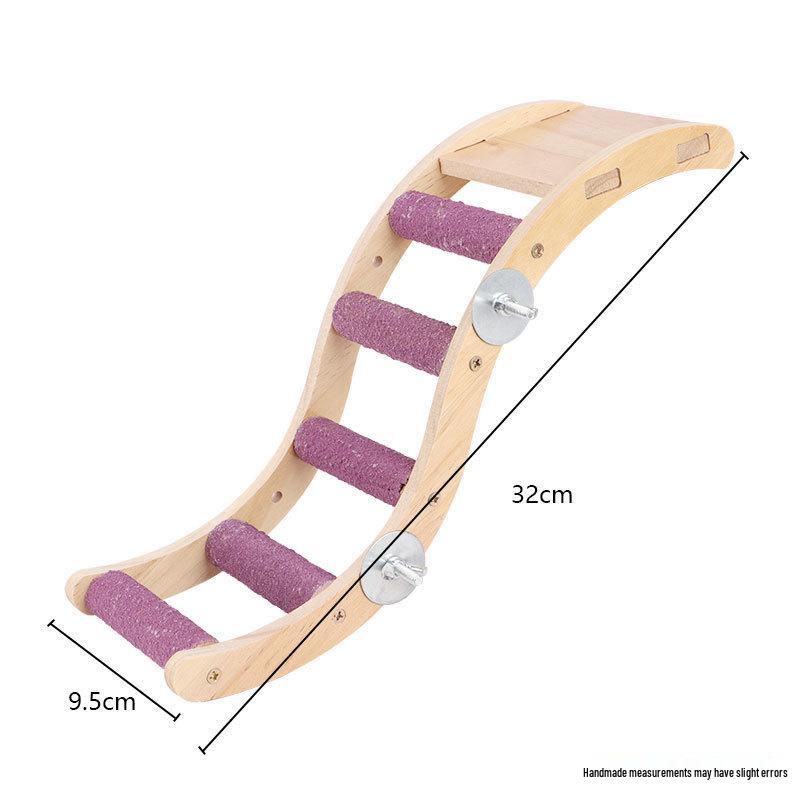 Budgie Toys Wooden Climbing Rope Ladder - Peony Interactive Swing & Beak Grinder for Small Birds In Birdcages