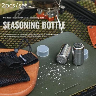2Pcs/set Mini Spice Shaker Bottle With Cover Stainless Steel Seasoning Jar Salt Sugar Bottle Pepper Dispenser Cooking Tool