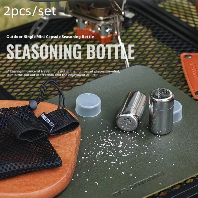 2Pcs Mini Stainless Steel Cooking Tool Spice Shaker Seasoning Jar Salt Sugar Bottle Pepper Spice Shaker Bottle Multifu Dispenser