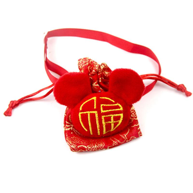 Haustier Katze Hund Roter Umschlag Spucktuch Haustier Segnungstasche Lätzchen Set Neujahrskleidung Zubehör Haustier