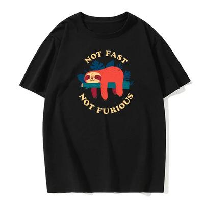 Not Fast Not Furious Sloth Cute Print Men Tee Shirts Breathable Cotton Tops Street Fashion T-shirt Women Casual Summer T Shirts