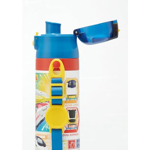 Skater Children's Stainless Steel Water Bottle, 2-Way Design, 470ml (Direct Drinking) or 430ml (Cup Drinking), Plarail Design, Kid-Friendly and Lightw
