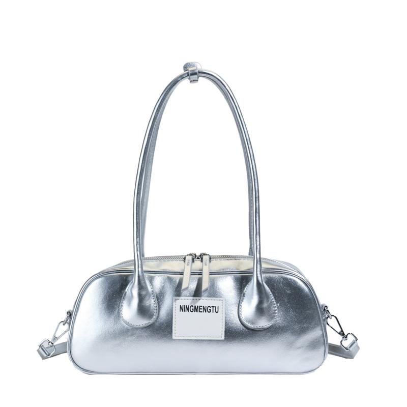 Neon Green Leather Shoulder Bag for Women - Trendy Baguette Handbag with Detachable Strap, Fashion Retro Purse