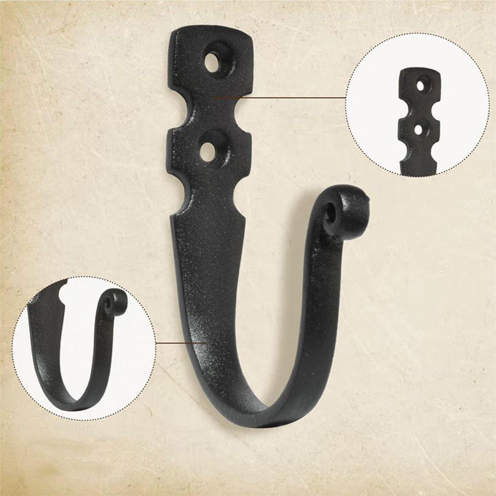 Vintage Wall Mounted Cast Iron Wall Hook Heavy Duty with Screws Clothes Hanger Hook Durable Thicken Anti-rust Rack Entryway