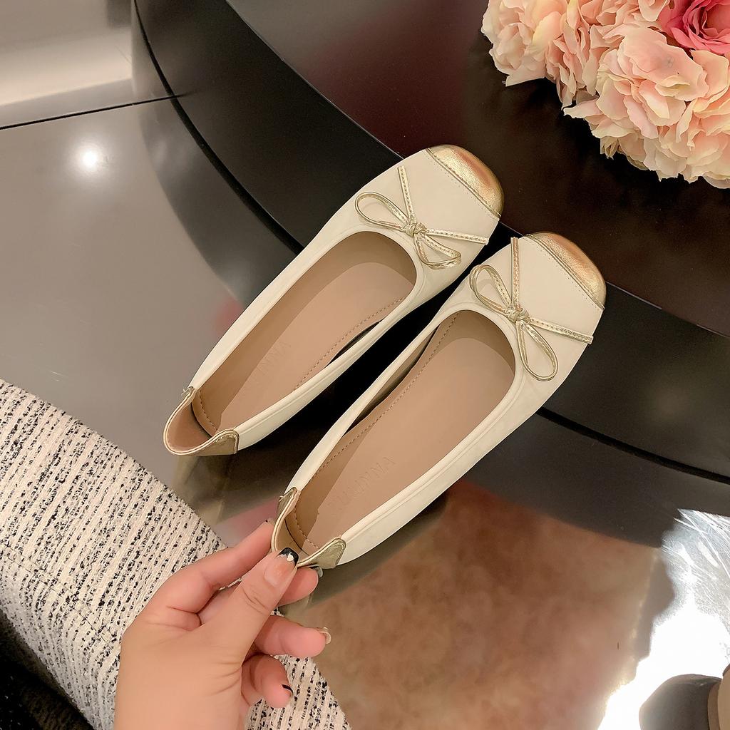 Xiaoxiangfeng French Temperament Ballet Single Shoes New Versatile Soft Sole Not Tired Foot Bow Mary Jane Women's Shoes