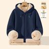 Men's Trendy Fleece-Lined Lambswool Hoodie Jacket with Zipper
