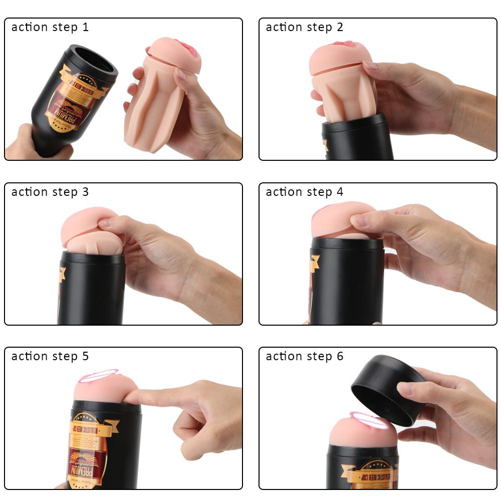 Soft Ora Pussy Real Vagina Sex Toys for Men Gift Erotic Adult Toy SexToys Portable Beer Bottle Manual Male Masturbator