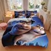 3pcs Soul Cat & Man Quilt Set, Soft and Comfortable Bedroom, Guest Room and Dorm Decor Bedding Set 1 Quilt Cover + 2 Pillowcases.Q085