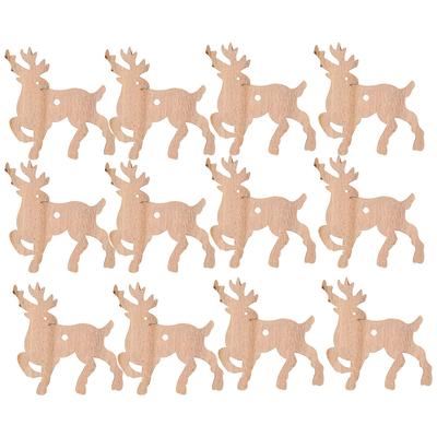 12pcs Christmas Tree Hanging Decoration Wooden Love Heart Reindeer Angel DIY Crafts Ornament