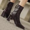 2025 Square Toe Retro Ankle Boots for Women Fashion Patent Leather Women Shoes Botas Mujer Designer Luxury Women Riding Boots