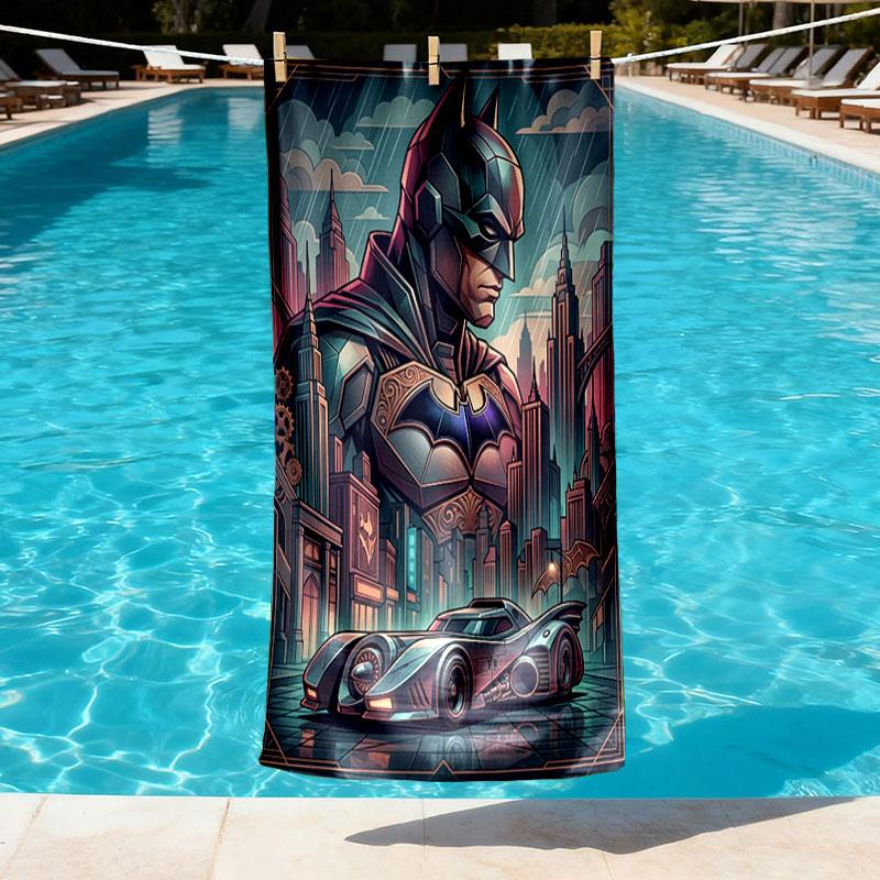 Batman Print Beach Towel Design, Soft, Lightweight. for Home Bathroom, Spa, Pool, Yoga, Surfing, Camping, Gift for Family, Friend