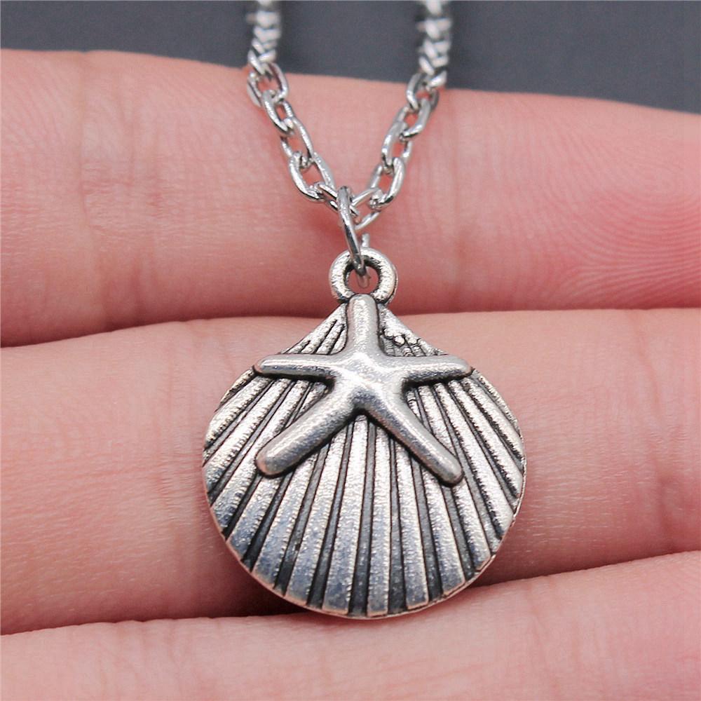 Schildkröte Seestern Muschel Anhänger Antik Bronze Metall Brautkragen Halskette für Strandhochzeit Trendiges Geschenk