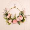 Floral Hoop Wreath Party Decoration Hanging Silk Flower for Window and Decor