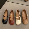 Red Mary Jane Shoes Women's Shoes Spring and Summer 2025 New Round Head Soft Sole Soft Surface Word with Shallow Mouth French Single Shoes