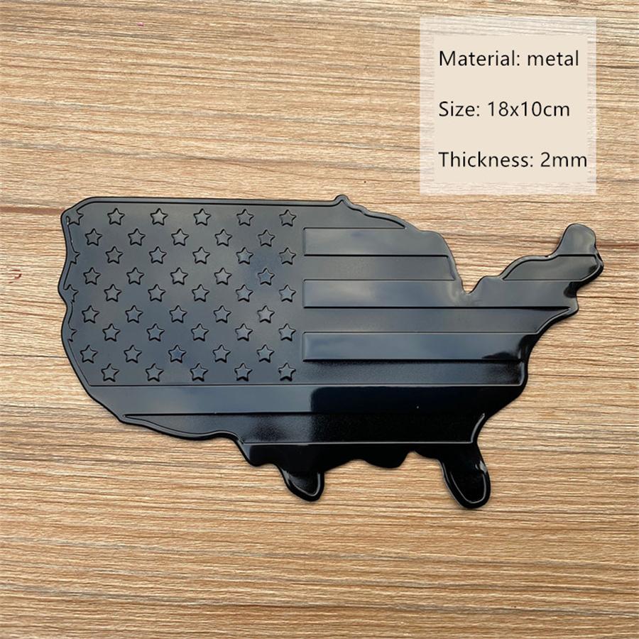 3D Metal Black American Map Flag Emblem Badge Car Body Decal Sticker 18x10cm New