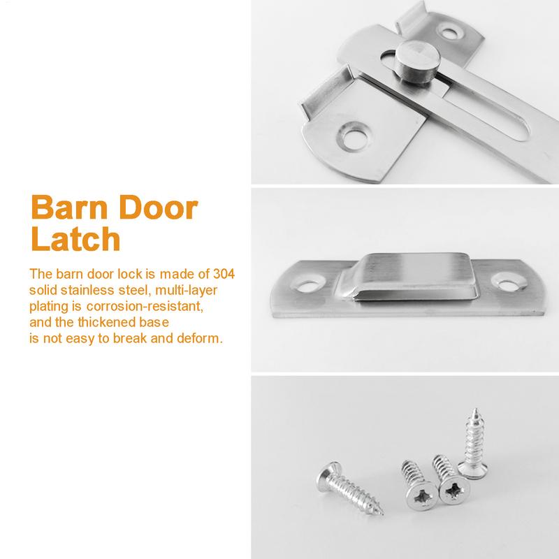 Barn Door Latch Stainless Steel Latch For Barn Gate Heavy-Duty Sliding Door Latch Barn Lock For Fence Window Cabinet
