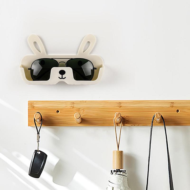 Plastic Glasses Holder Organizer Hangable Sunglass Show Stand Shelf Self-Adhesive Wall Mounted Glasses Storage For Home Storage