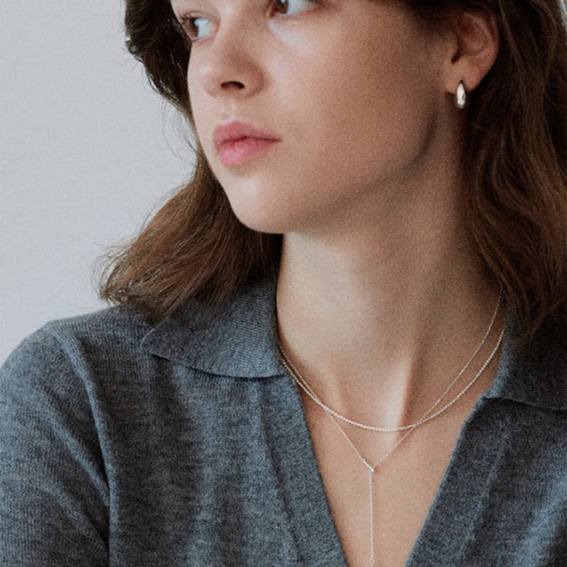 NORMALLEE [Silver 925] Double Drop Necklace