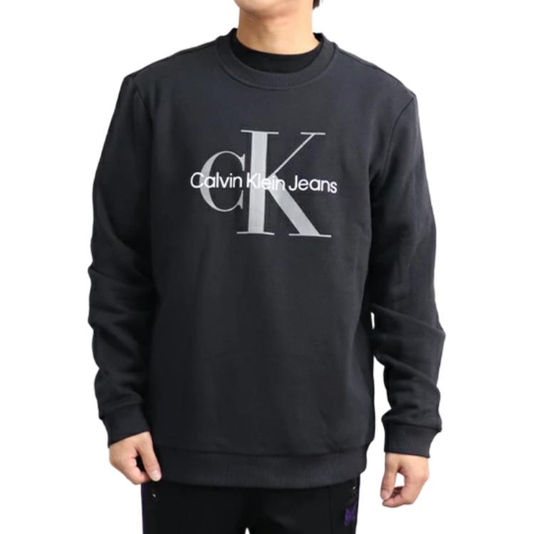 Calvin Klein Solid Logo Print Crewneck Sweatshirt Men tops Black 40GC200-001