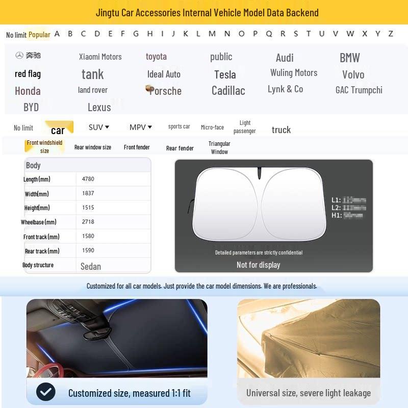 Mercedes Sunshade for GLC, C260L, E300L, GLB C-Class - Windshield Heat Insulation Curtain