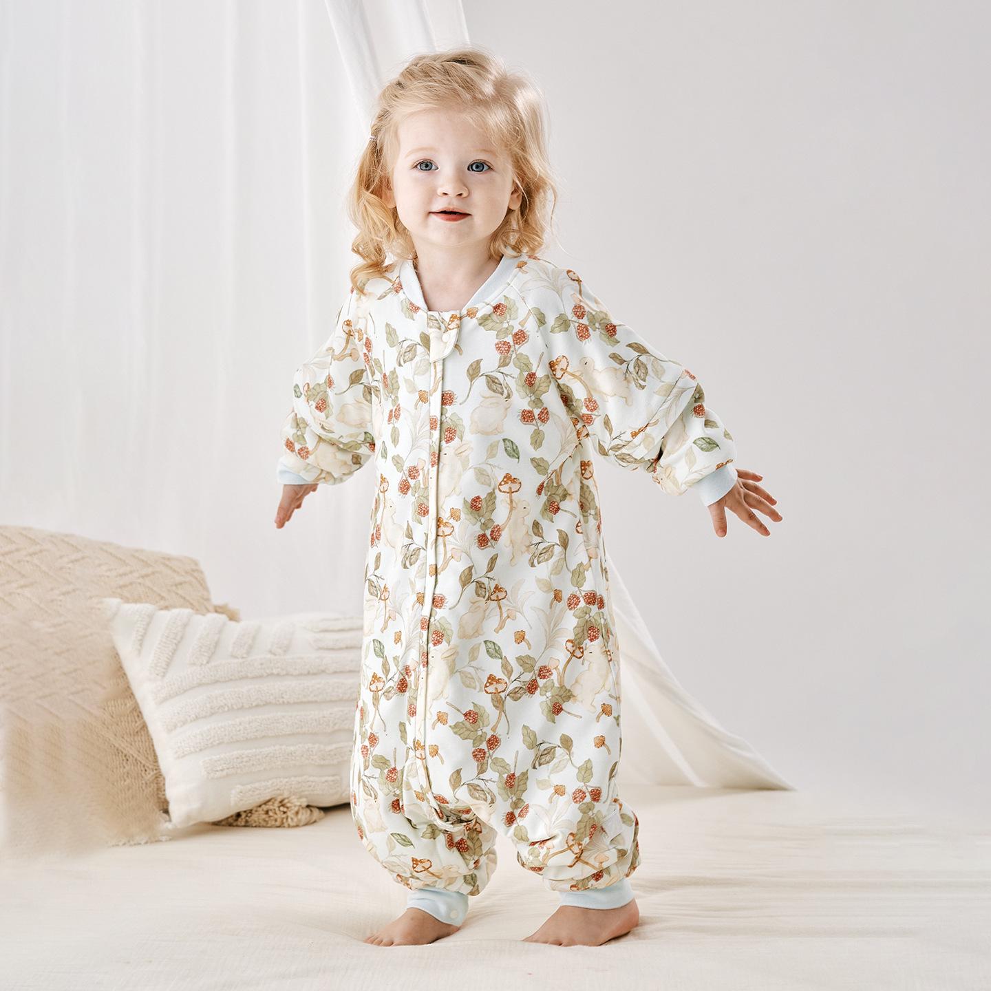 

Quilted Baby Sleeping Bag with Removable Sleeves for Autumn/Winter, Split-Leg Design, Anti-Kick, Class A Warmth 110cm for 3-4 years