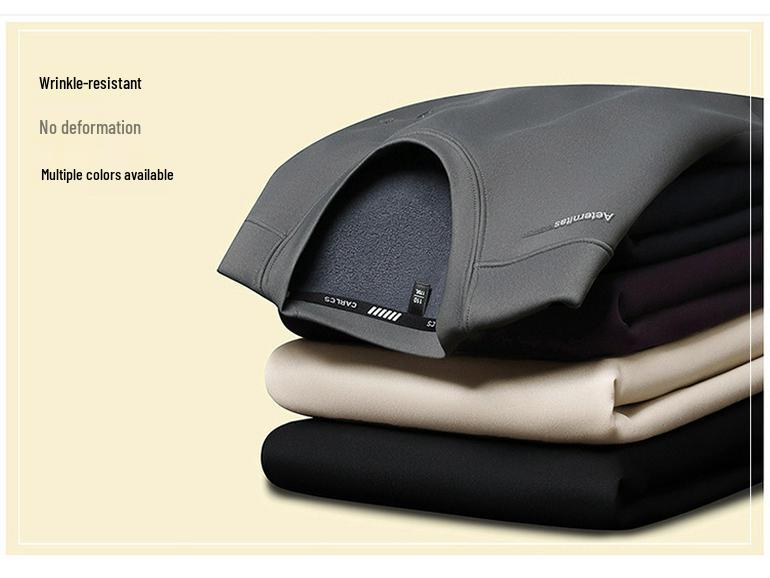 New Fashion Fleece-Lined Men's Sweatshirt: Winter-Ready, Skin-Friendly, Comfortable Long-Sleeved T-Shirt
