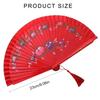 Wooden Dance Fan Double Sided Hand Painted Fan Elegant Folding Fan  Performances