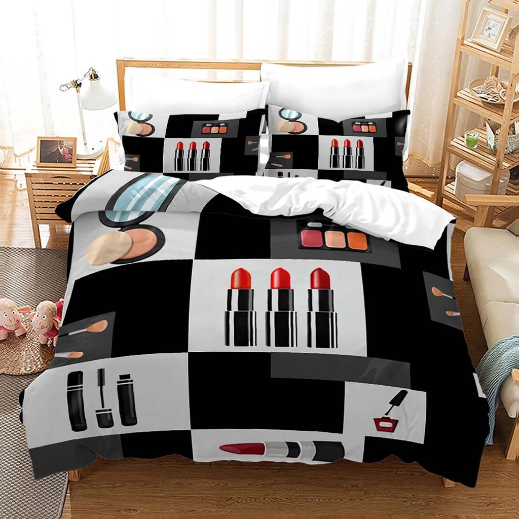 Nordic Cosmetic Fashion Girl Perfume Bedding Set Luxury Duvet Cover 200X200 Pink Bed Linen Bedclothes No Sheet Duvet Cover Bed