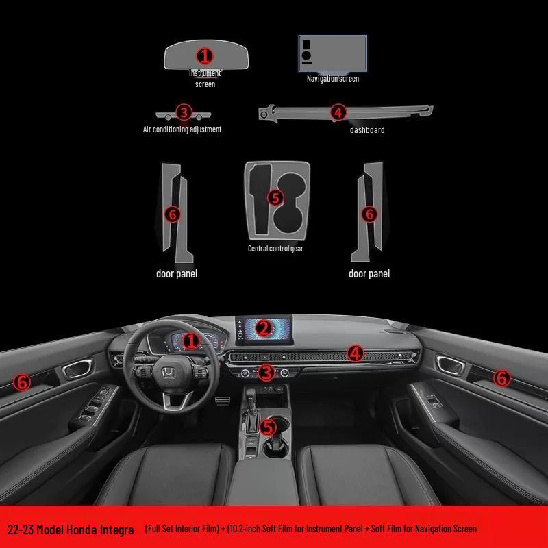New Honda Integra Interior Protection Film: HD Center Console Screen & Gear Shift Decor.