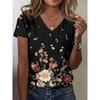 Summer Women's 3D Printed V-Neck T-Shirt Fashion Versatile Breathable Trend Casual