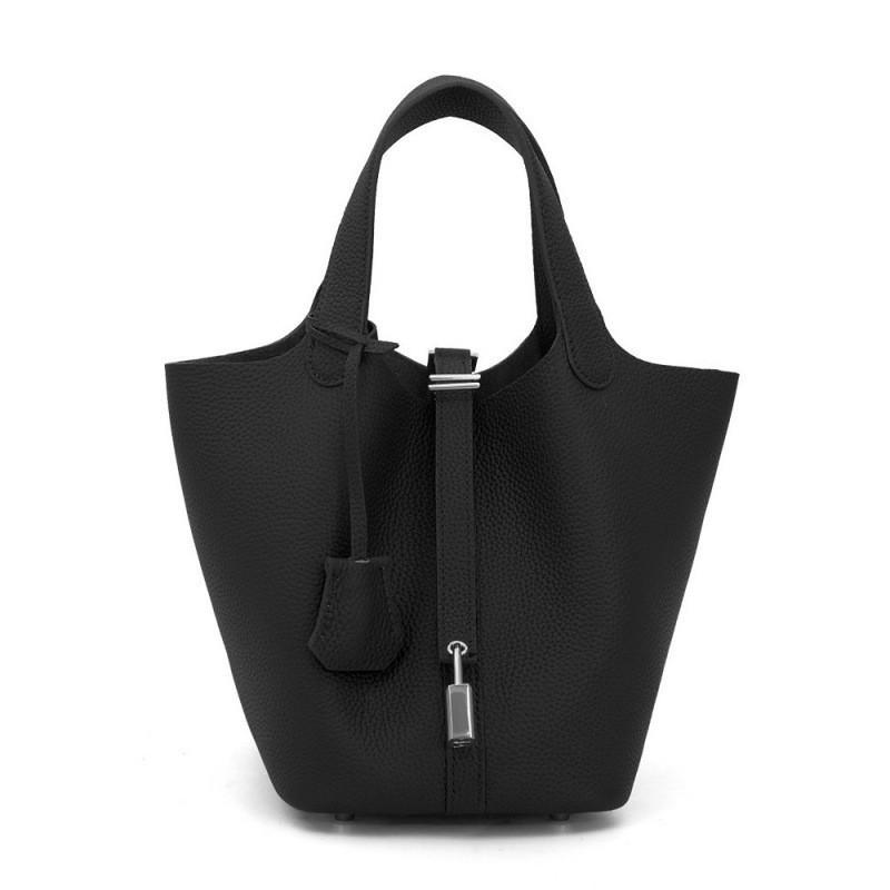 First-layer Cowhide Bucket Bag 2026 All-matching Genuine Leather Vegetable Basket Women's Large Capacity Tote Handbag